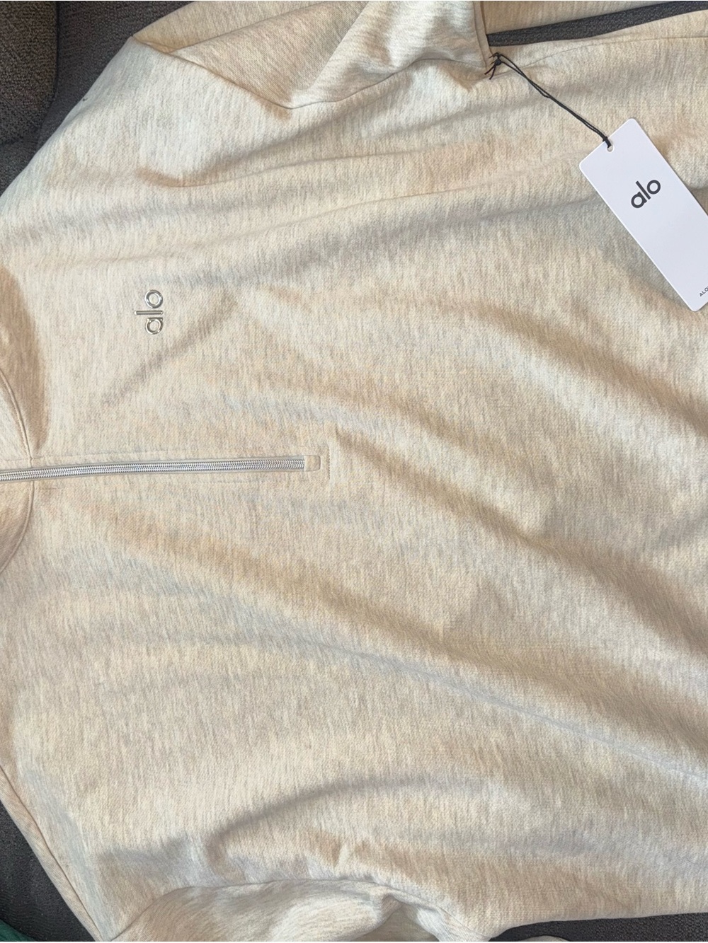 alo Lightweight Half-Zip Pullover in Oatmeal